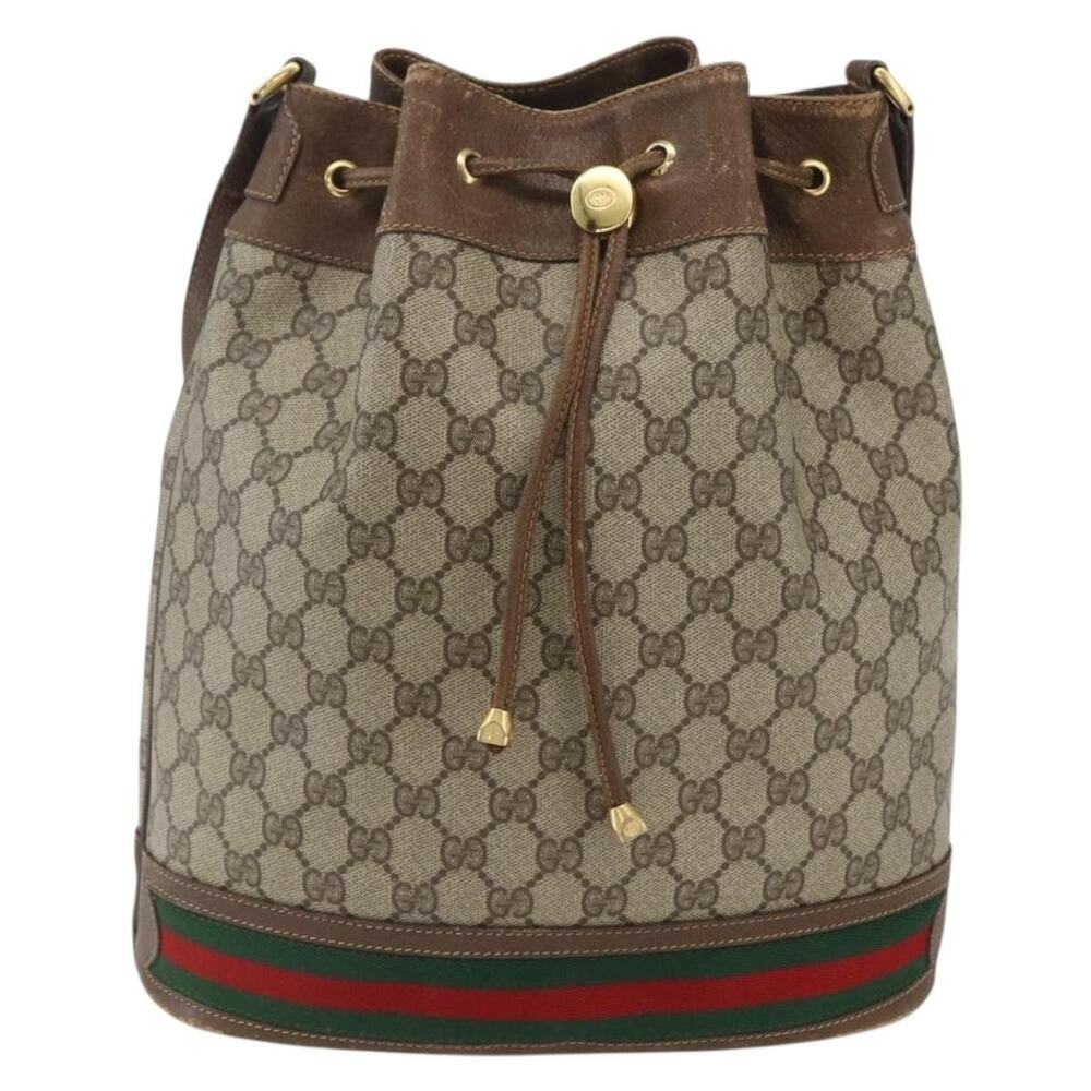 Gucci GG Supreme Web Shoulder Bag Beige